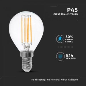 LED Bulb - 4W Filament E14 P45 Clear Cover 2700K