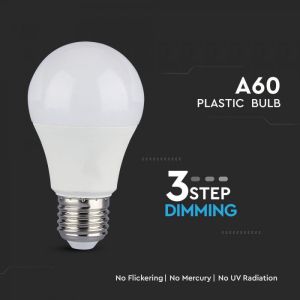 LED Bulb - 9W E27 A60 Thermoplastic 3Step Dimming 6000K