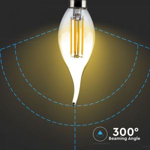 LED Bulb - 4W Filament E14 Candle Amber Cover Tail 2200K