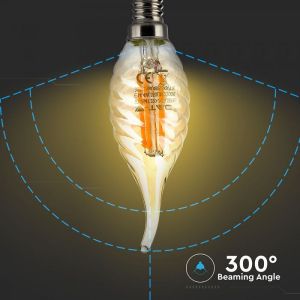 LED Bulb - 4W Filament E14 Candle Tail Amber Cover 2700K