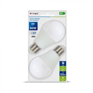 LED Bulb - 9W E27 A60 Thermoplastic 3Step Dimming 2700K 2 PCS/Blister