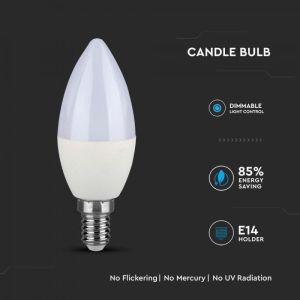 LED Bulb - SAMSUNG CHIP 5.5W E14 Plastic Dimmable Candle 4000K