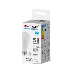 LED Bulb - SAMSUNG CHIP 17W E27 A65 Plastic 4000K Dimmable