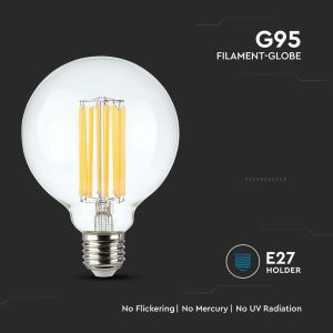 LED Bulb - 18W Filament E27 G95 Clear Cover 3000K 135LM/W