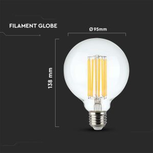 LED Bulb - 18W Filament E27 G95 Clear Cover 3000K 135LM/W