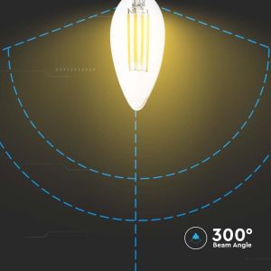 LED Bulb - 6W Filament E14 Clear Cover Candle 6000K 130LM/W