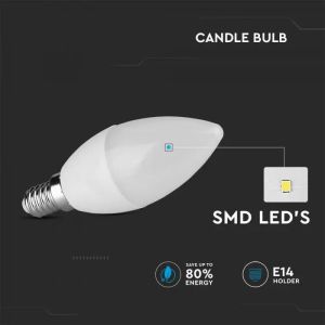 LED Bulb - 3.7W C37 E14 Candle 6500К