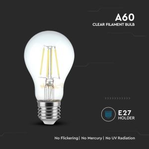 LED Bulb - 6W Filament E27 A60 Clear Cover 3000K