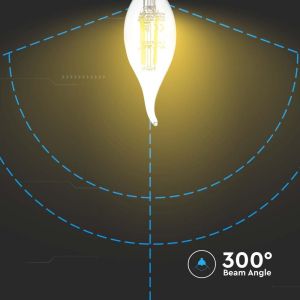 LED Bulb - 4W Filament E14 Clear Cover Candle Flame 3000K