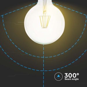 LED Bulb - 6W Filament E27 G125 Clear Cover  3000K