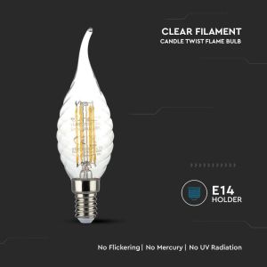 LED Bulb - 4W Filament E14 Twist Candle Tail 3000K