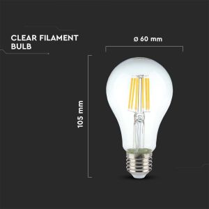 LED Bulb - 10W Filament E27 A60 Clear Cover 3000K