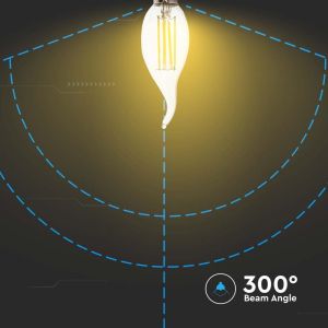 LED Bulb - 4W Filament E14 Clear Cover Candle Flame 4000K