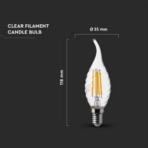 LED Bulb - 4W Filament E14 Twist Candle Tail 4000K