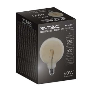 LED Bulb - 4W Filament E27 G125 Amber Glass 2200K