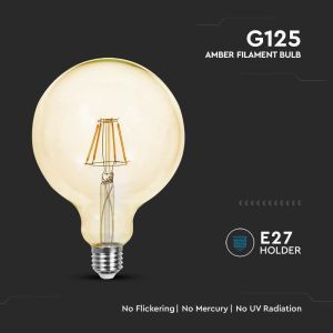 LED Bulb - 4W Filament E27 G125 Amber Glass 2200K