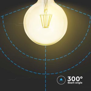 LED Bulb - 4W Filament E27 G125 Amber Glass 2200K