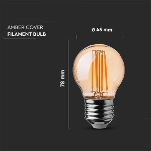 LED Bulb - 4W Filament E27 G45 Amber Cover 2200K