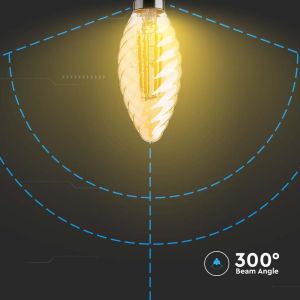 LED Bulb - 4W Filament E14 Amber Cover Candle Twist 2200K