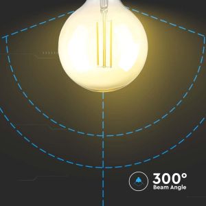 LED Bulb - 8W Filament E27 G125 Amber Dimmable 2200K