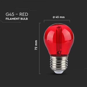 LED Bulb - 2W Filament E27 G45 Red