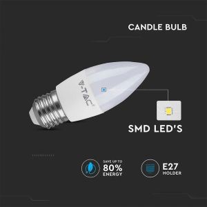 LED Bulb - 4.5W E27 Candle 6500K