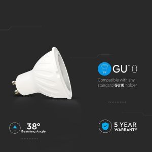 LED Spotlight SAMSUNG CHIP - GU10 7W Plastic SMD With Lens 3000K