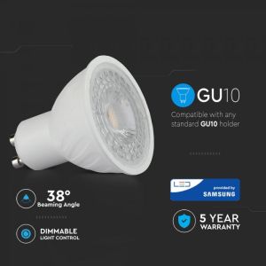 LED Spotlight SAMSUNG CHIP - GU10 6.5W Ripple Plastic 38° Dimmable 4000K