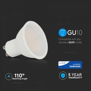 LED Spotlight SAMSUNG CHIP - GU10 5W Smooth Plastic 110°D 3000K