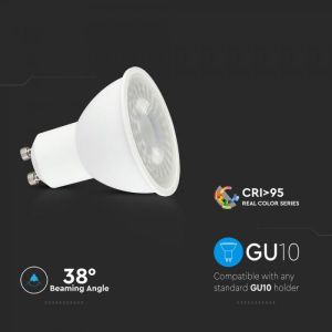 LED Spotlight - 6W GU10 Plastic With Lens Cover 4000K CRI 95+