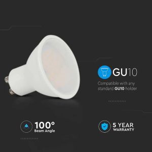 LED Spotlight SAMSUNG CHIP - GU10 4.5W Smooth Plastic 110°D 6400K