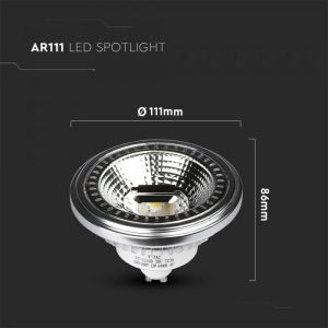 LED Spotlight - AR111 12W GU10 Beam 40 COB Chip 4500K Dimmable