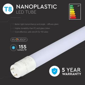 LED Tube T8 15W - 150 cm Nano Plastic 4000K 160LM/WATT