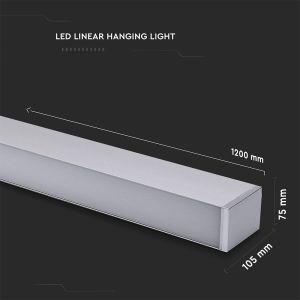 LED Linear Light SAMSUNG CHIP - 60W Hanging Suspension Silver Body 4000K 1200x75x105mm