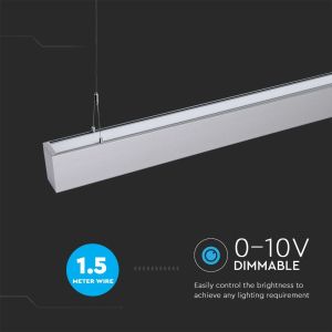 LED Linear Light SAMSUNG CHIP - 60W Hanging Suspension Silver Body 4000K 1200x75x105mm