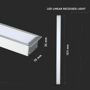 LED Linear Light SAMSUNG CHIP - 40W Recessed Silver Body 6400K 1211x70x35mm