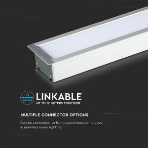 LED Linear Light SAMSUNG CHIP - 40W Recessed Silver Body 6400K 1211x70x35mm