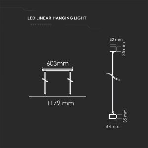 LED Linear Light SAMSUNG CHIP - 60W Hangign Non Linkable White Body 4000K 1179x64x35mm