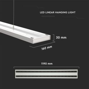 LED Linear Light SAMSUNG CHIP - 60W Hangign Linkable White Body 4000K 1190x160x30mm