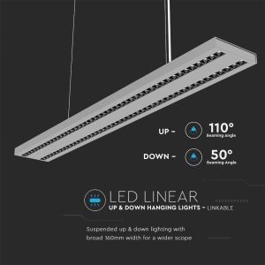 LED Linear Light SAMSUNG CHIP - 60W Hangign Linkable Silver Body 4000K 1190x160x30mm