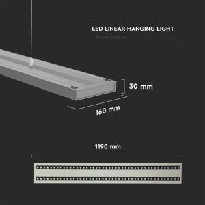 LED Linear Light SAMSUNG CHIP - 60W Hangign Linkable Silver Body 4000K 1190x160x30mm