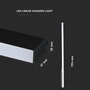 SKU 21374 LED Linear Light SAMSUNG CHIP - 40W Hanging Suspension Black Body 4000K 1200x35x67mm V-TAC