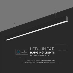 SKU 21374 LED Linear Light SAMSUNG CHIP - 40W Hanging Suspension Black Body 4000K 1200x35x67mm V-TAC