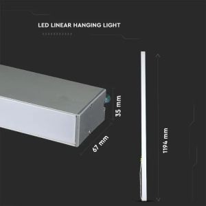 SKU 21375 LED Linear Light SAMSUNG CHIP - 40W Hanging Suspension Silver Body 4000K 1200x35x67mm