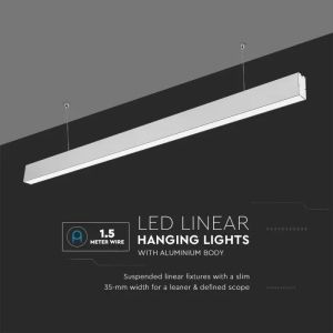 SKU 21375 LED Linear Light SAMSUNG CHIP - 40W Hanging Suspension Silver Body 4000K 1200x35x67mm