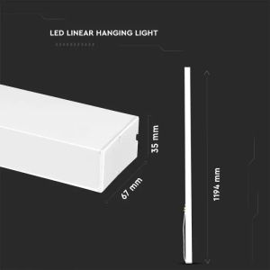 SKU 21376 LED Linear Light SAMSUNG CHIP - 40W Hanging Suspension White Body 4000K 1200x35x67mm V-TAC