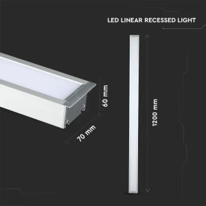 LED Linear Light SAMSUNG CHIP - 40W Recessed Silver Body 4000K 1211x70x35mm