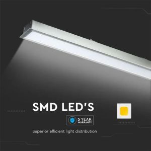 LED Linear Light SAMSUNG CHIP - 40W Recessed Silver Body 4000K 1211x70x35mm