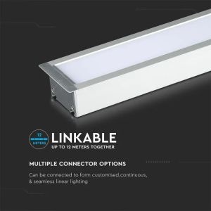 LED Linear Light SAMSUNG CHIP - 40W Recessed Silver Body 4000K 1211x70x35mm