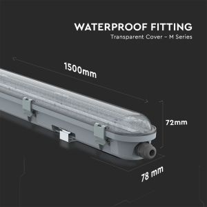 LED Waterproof Fitting M-SERIES 1200mm 48W 6400K Transparent 120LM/W